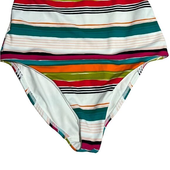 NWT LOFT Beach Striped Halter One Piece Swimsuit sz 4 - Picture 5 of 9